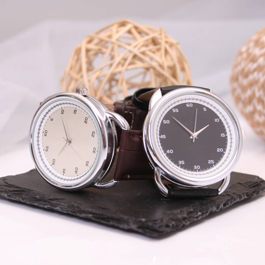 engraved modern chunky wrist watch by