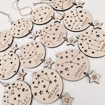 Personalised Zodiac Star Sign Ornament Christmas Tree, 8 of 8