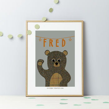 Personalised Tweed Bear Print, 3 of 5