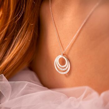 Triple Eternal Ring Pendant Personalised Necklace, 2 of 12