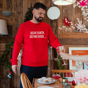 Men's Dear Santa Define Good Christmas Jumper, 5 of 6