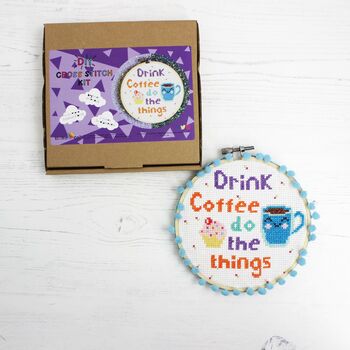 'Drink Coffee Do The Things' Cross Stitch Kit, 7 of 10