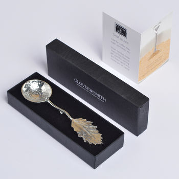 Chestnut Leaf Pewter Sugar Spoon, Gifts For Gardeners, 3 of 7