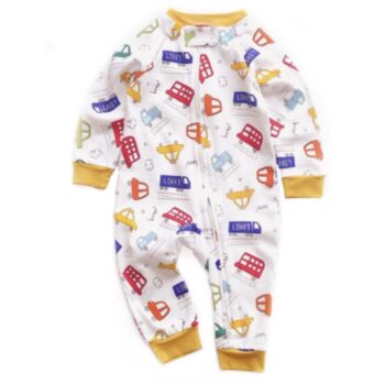 Cars And Buses Printed Zip Up Sleepsuit, 4 of 4