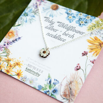 Inky Daisy Birch And Silver Necklace, 7 of 10
