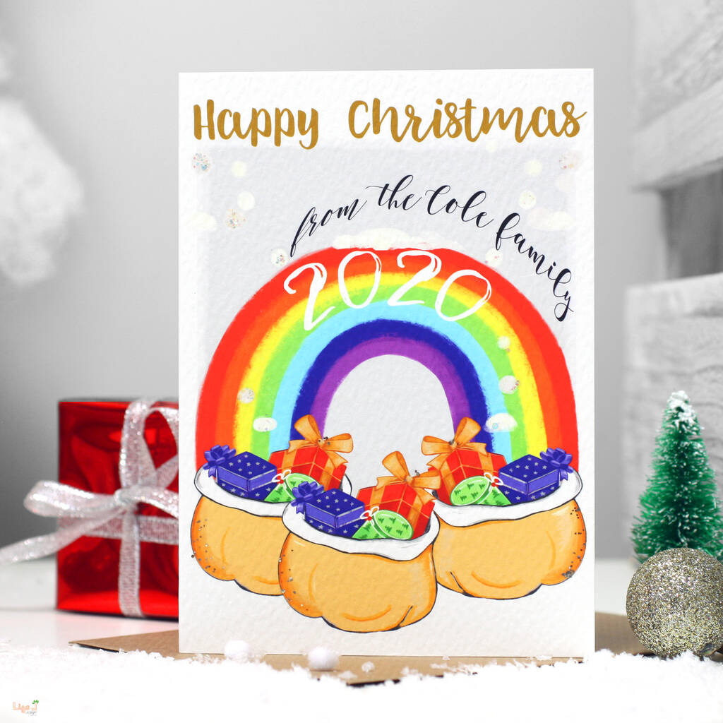 Rainbow Family Name Christmas Card, 1 of 8