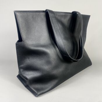Extra Large Half Meter Black Leather Carry All Tote Bag, 4 of 9