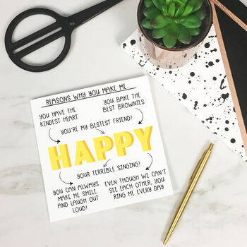Personalised 'Reasons Why You Make Me Happy' Card, 2 of 3