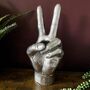 Peace Sign Hand Vase Silver, thumbnail 2 of 4