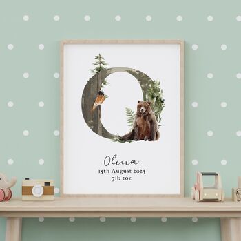 Personalised Woodland Baby Birth Print, 3 of 7