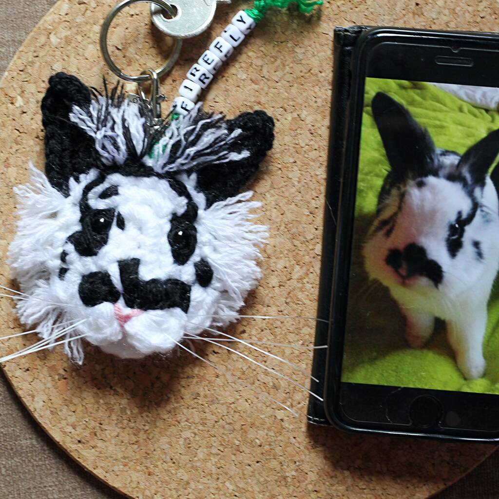 Personalised Crochet Rabbit Guinea Pig Hamster Keyring, 1 of 11