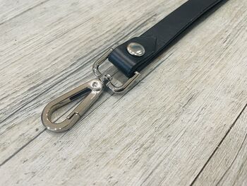 Personalised Black Leather Lanyard, Loop ID Lanyard, 3 of 12