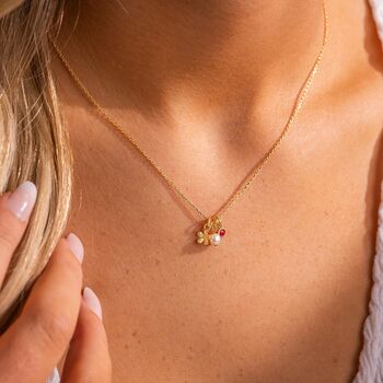 Micro Flower, Pearl And Birthstone Charm Necklace, 4 of 10