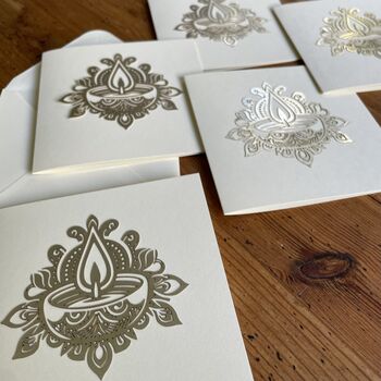 Silver Lasercut Diwali Card Set Of Five, 8 of 8