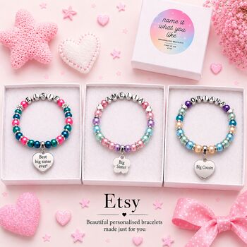 Personalised Big Sister Bracelet, New Sibling Keepsake Gift, 8 of 12