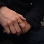 Saint Michael Small Signet Ring Gold Plated Stainless Steel Ring For Men, thumbnail 2 of 12