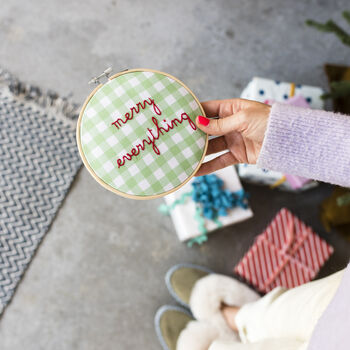 Merry Everything Gingham Embroidery Hoop Kit, 10 of 10