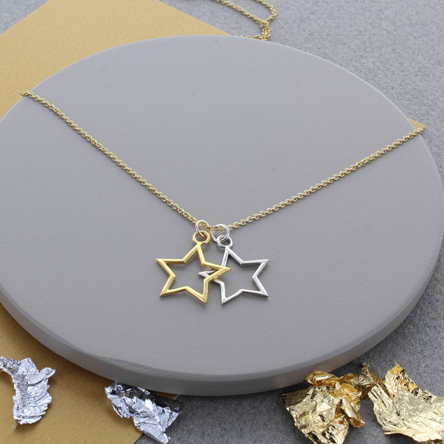 gold and silver star necklace by francesca rossi designs ...