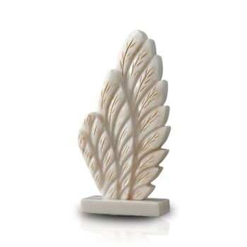 White Marble Feather Wing Sculpture With Gold Detailing, 3 of 4