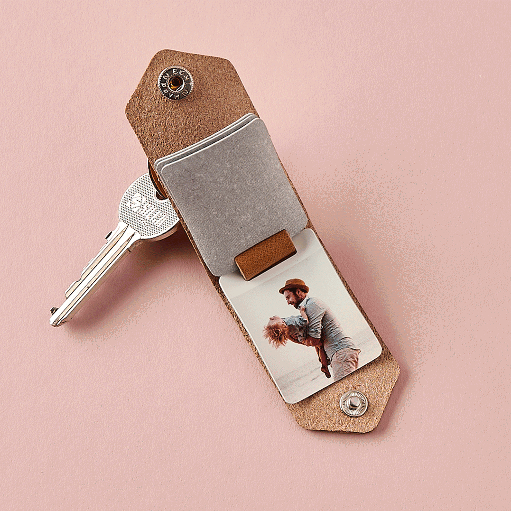 Personalised Multi Photo Leather Case Keyring, 2 of 10