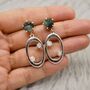 Raw Emerald And Moonstone Silver Earrings, thumbnail 1 of 7