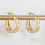 9ct Mixed Gold Double Hoop Earrings, thumbnail 1 of 8