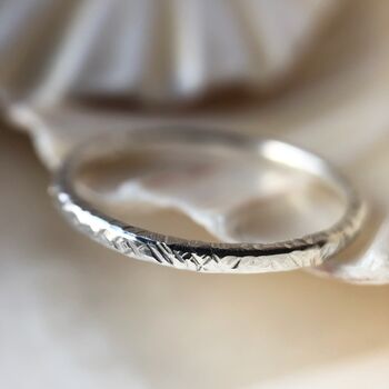 Silver Textured Slim Ring, 2 of 10