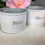 Set Of Four White Personalised Leather Napkin Rings, thumbnail 6 of 9