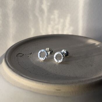 Small Textured Circle Studs, 2 of 12