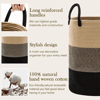 58 L Classic Brown Cotton Rope Woven Storage Basket, 9 of 9