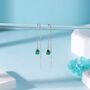 Emerald Green Droplet Cz Threader Earrings, thumbnail 2 of 11