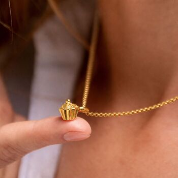 18ct Gold Cupcake Charm Necklace, 2 of 5