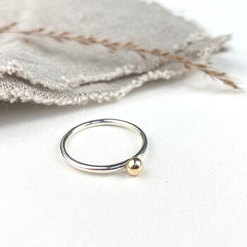 The Broad Sterling Silver And 9ct Gold Stacking Ring, 2 of 5
