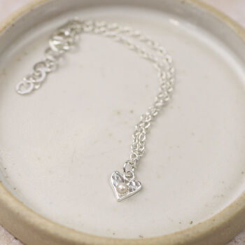 Sterling Silver Small Birthstone Heart Bracelet, 2 of 8