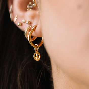 Vermeil Gold Peace Sign Hoops, 2 of 4