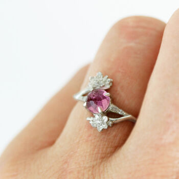 Cherry Blossom Pink Tourmaline And Diamonds Ring, 11 of 12