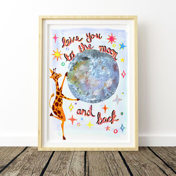 Giraffe And Moon Nursery Print, 4 of 9