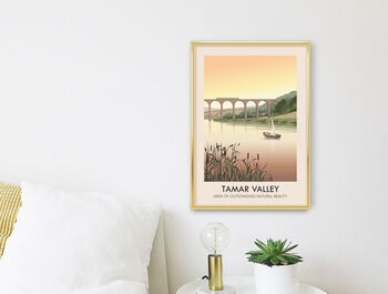 Tamar Valley Aonb Travel Poster Art Print, 2 of 8