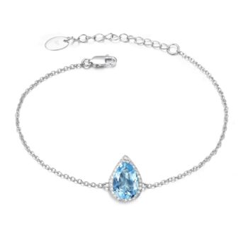 Blue Topaz 925 Sterling Silver Pear Drop Bracelet, 4 of 5