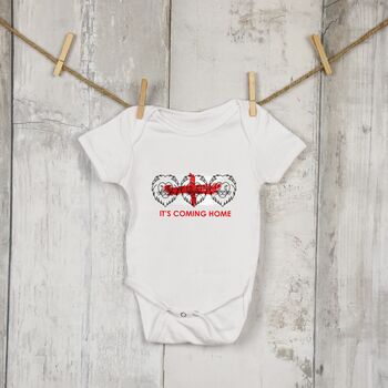 Three Lions Football England Baby Grow Vest, 4 of 6