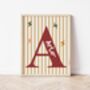 Personalised Chidlrens Neutral Striped Wall Print, thumbnail 1 of 5