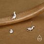 Sterling Silver Goose Stud Earrings With Gold Details, thumbnail 5 of 11