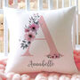 Personalised Pink Flower Initial Cushion, thumbnail 2 of 3