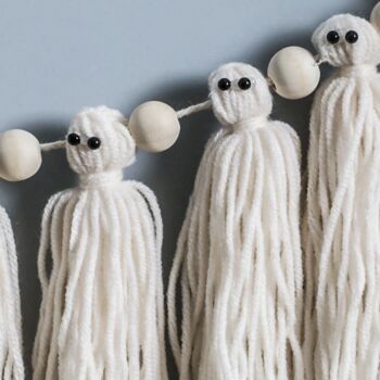 Handmade Bohemian Halloween Ghosts And Wooden Bead Decor, 2 of 2