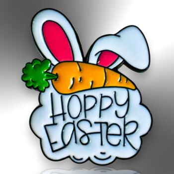 Hoppy Easter Rabbit With Carrot Enamel Pin, 3 of 8