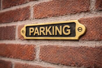 Custom Parking Brass Plaque With Black Finish, 4 of 5