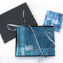 Teal Blue Squares Print Scarf With Gift Box And Card, thumbnail 6 of 6
