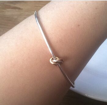 Eternity Knot Bangle With Silver Or Gold Knot, 4 of 4