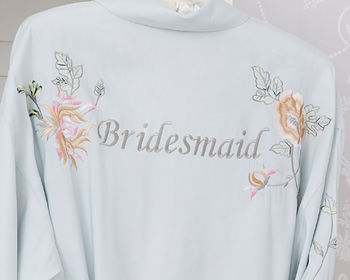 Personalised Bridal Floral Peony Embroidered Robe, 4 of 5