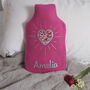 Liberty Heart Personalised Hot Water Bottle Cover, thumbnail 2 of 3